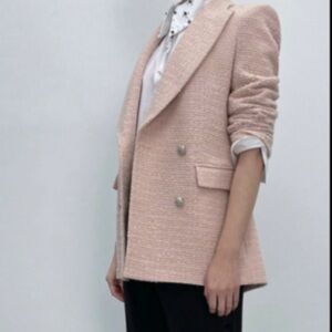 Zara Women's Blush Textured Blazer